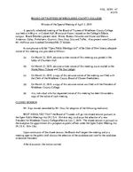 Board of Trustees Meeting Minutes April 2019 Special Meeting